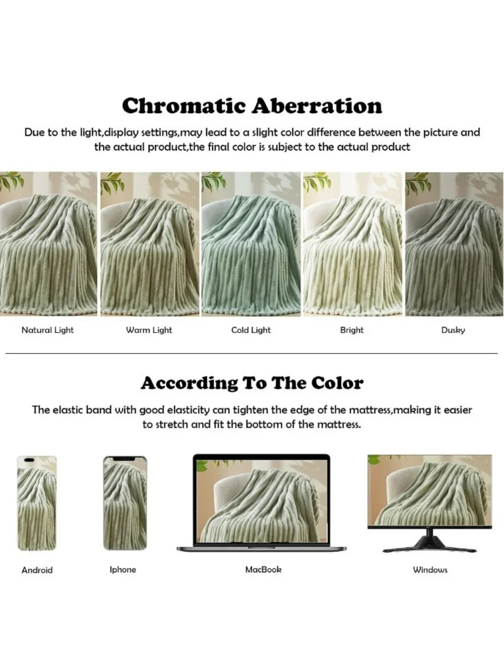Cozy Sage Green Ribbed Throw Blanket | Soft Silky Flannel Fleece | All Season